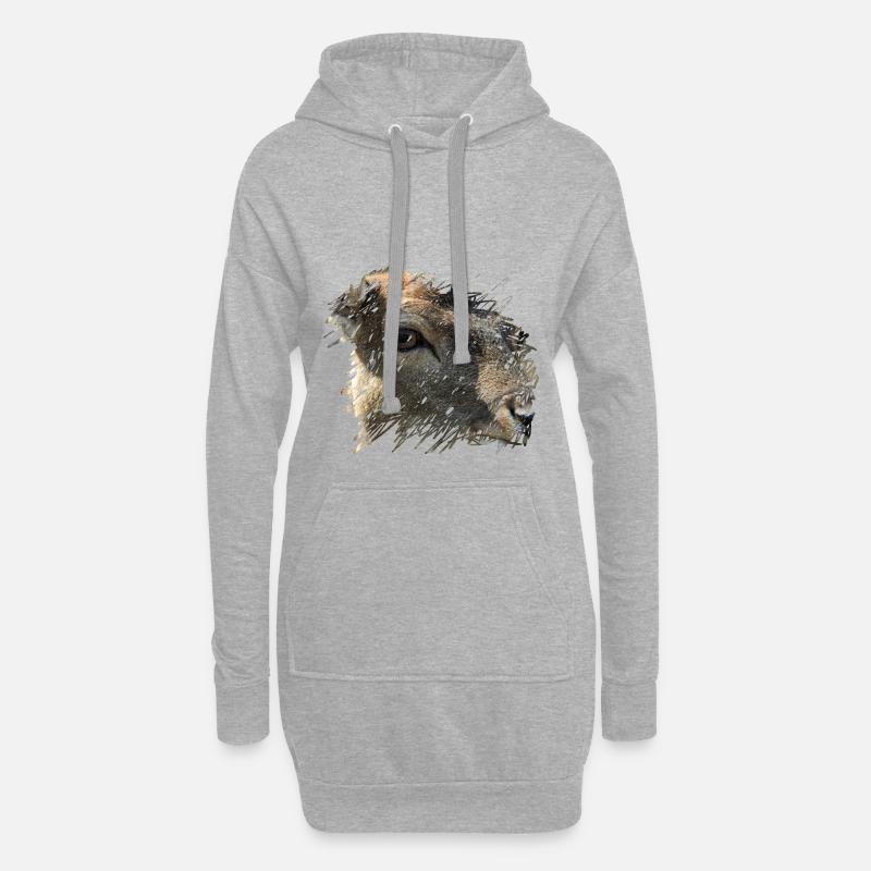 Damwild wird von einem Jäger beobachtet - Hoodie-Kleid - Grau meliert
