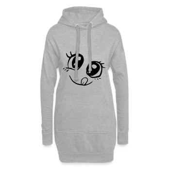 Yeux - Sweat-shirt à capuche long Femme - gris chiné - Devant