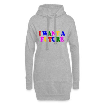 I want a future - Hoodie-Kleid - Grau meliert - Vorne