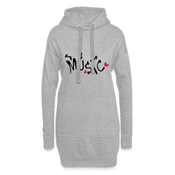 Musique txt coeurs rouges - Sweat-shirt à capuche long Femme - gris chiné - Devant