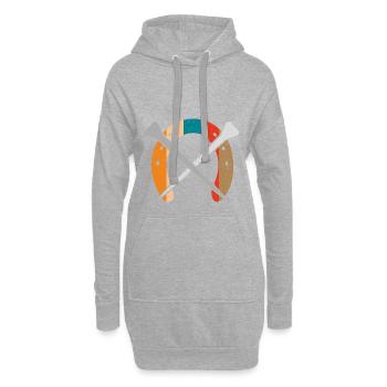 Fer à cheval, maréchal-ferrant, forgeron vintage - Sweat-shirt à capuche long Femme - gris chiné - Devant