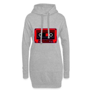 Cassette, 80s, 80s - Sweat-shirt à capuche long Femme - gris chiné - Devant
