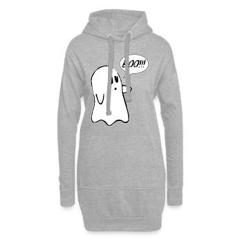 Booooo Fantôme Halloween - Sweat-shirt à capuche long Femme - gris chiné - Devant