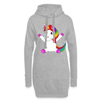 Licorne - Sweat-shirt à capuche long Femme - gris chiné - Devant
