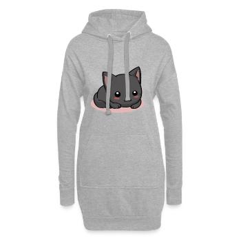 Schwarze Katze - Hoodie-Kleid - Grau meliert - Vorne