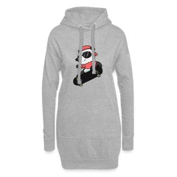 Patineur panda ours skateur panda animal - Sweat-shirt à capuche long Femme - gris chiné - Devant