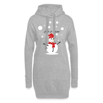 Bonhomme de neige noël hiver - Sweat-shirt à capuche long Femme - gris chiné - Devant