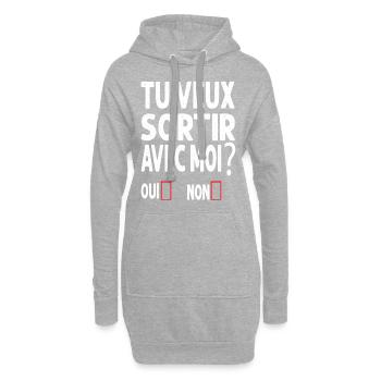 TU VEUX SORTIR AVEC MOI - Sweat-shirt à capuche long Femme - gris chiné - Devant