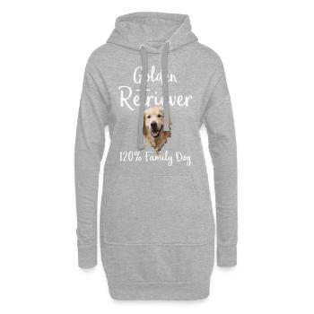 Golden Retriever "120% chien de famille" - Sweat-shirt à capuche long Femme - gris chiné - Devant