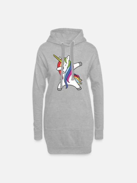 Licorne DAB Dance - Sweat-shirt à capuche long Femme - gris chiné