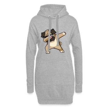 Dab dog dance - Sweat-shirt à capuche long Femme - gris chiné - Devant