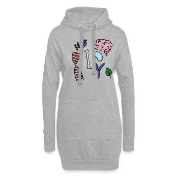 la biologie - Sweat-shirt à capuche long Femme - gris chiné - Devant