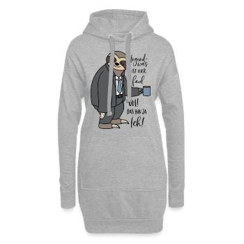 Irgendwas ist hier faul Faultier lustige Sprüche - Hoodie-Kleid - Grau meliert - Vorne