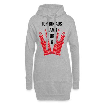 Ich Bin Aus Hamburg (Hamburger / Wappen) - Hoodie-Kleid - Grau meliert - Vorne