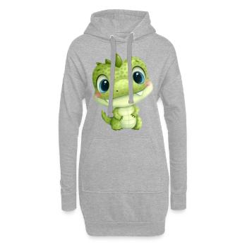 Mignon bébé crocodile avec des yeux - Sweat-shirt à capuche long Femme - gris chiné - Devant