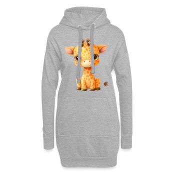 Süße Cartoon-Baby-Giraffe mit Glubschaugen - Hoodie-Kleid - Grau meliert - Vorne