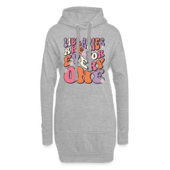 Bibliotheken Sind Für Alle Da Lesen - Hoodie-Kleid - Grau meliert - Vorne