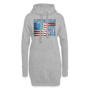 Soutenez votre monteur de lignes Pole Dancer local - Sweat-shirt à capuche long Femme - gris chiné - Devant