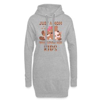 Zweifache Mutter Biber Just A Mom Who - Hoodie-Kleid - Grau meliert - Vorne