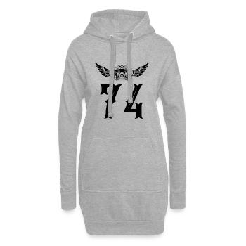 74 Couronne numérique - Sweat-shirt à capuche long Femme - gris chiné - Devant