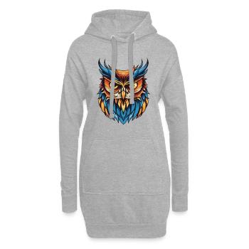 Portrait de hibou - Sweat-shirt à capuche long Femme - gris chiné - Devant