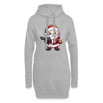Weihnachtsmann Pistole Comic Weihnachten - Hoodie-Kleid - Grau meliert - Vorne