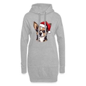 Portrait de Noël tête de chien chihuahua - Sweat-shirt à capuche long Femme - gris chiné - Devant