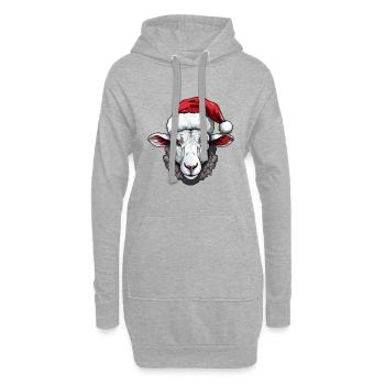 Portrait de Noël d’agneau à tête de mouton - Sweat-shirt à capuche long Femme - gris chiné - Devant
