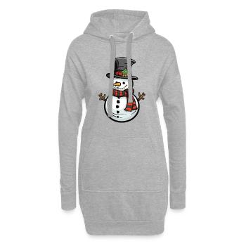Bonhomme de neige hiver bande dessinée - Sweat-shirt à capuche long Femme - gris chiné - Devant