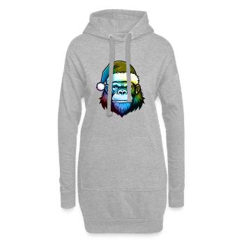Gorilla Kopf Weihnachten Portät Bunt - Hoodie-Kleid - Grau meliert - Vorne