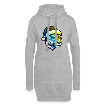 Gepard Kopf Weihnachten Portät Bunt - Hoodie-Kleid - Grau meliert - Vorne
