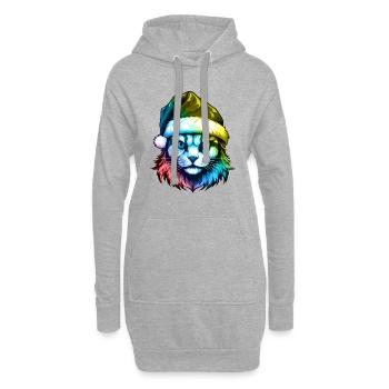 Tête de chat Noël Portrait Coloré - Sweat-shirt à capuche long Femme - gris chiné - Devant
