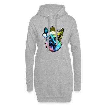 Schäferhund Hund Kopf Weihnachten Portät Bunt - Hoodie-Kleid - Grau meliert - Vorne