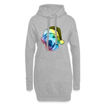 Labrador Hund Kopf Weihnachten Portät Bunt - Hoodie-Kleid - Grau meliert - Vorne