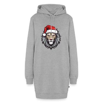 Löwe Kopf Weihnachten Portät - Hoodie-Kleid - Grau meliert - Vorne