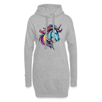 Tête de licorne - Sweat-shirt à capuche long Femme - gris chiné - Devant