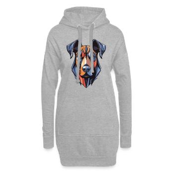 Great Dane Hund Kopf - Hoodie-Kleid - Grau meliert - Vorne