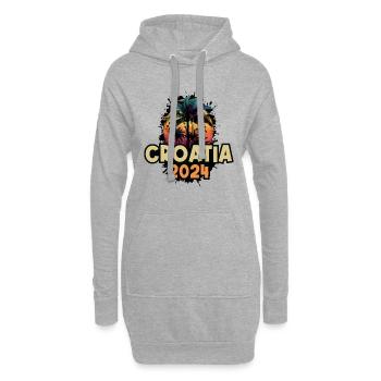 Croatia 2024 Urlaub Spruch - Hoodie-Kleid - Grau meliert - Vorne
