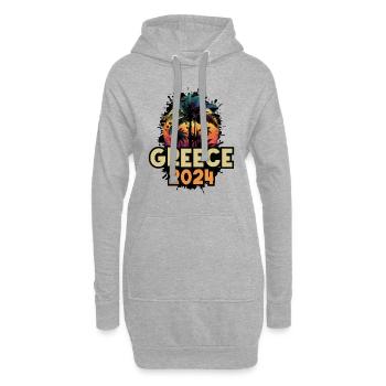 Greece 2024 Urlaub Spruch - Hoodie-Kleid - Grau meliert - Vorne