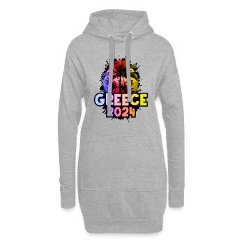Grèce 2024 Vacances Coloré - Sweat-shirt à capuche long Femme - gris chiné - Devant
