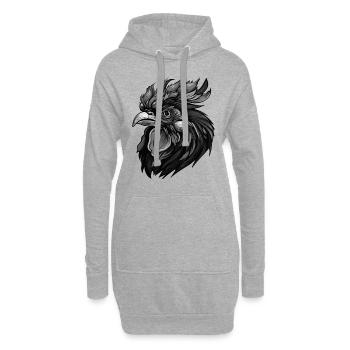 Tête d’animal de coq - Sweat-shirt à capuche long Femme - gris chiné - Devant