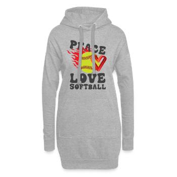 Mädchen Frieden Liebe Softball - Hoodie-Kleid - Grau meliert - Vorne