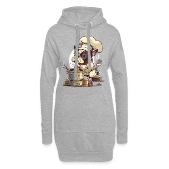 Chef Chien - Sweat-shirt à capuche long Femme - gris chiné - Devant