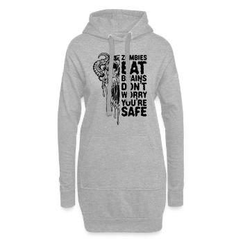 Les zombies mangent la cervelle Ne vous inquiétez pas, vous êtes en sécurité - Sweat-shirt à capuche long Femme - gris chiné - Devant