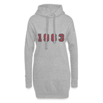 1963 Jahr Zahl - Hoodie-Kleid - Grau meliert - Vorne