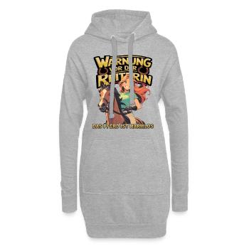 Vorsicht vor der Reiterin, das Pferd ist harmlos - Hoodie-Kleid - Grau meliert - Vorne