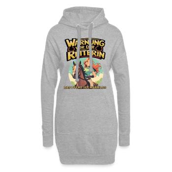 Vorsicht vor der Reiterin, das Pferd ist harmlos - Hoodie-Kleid - Grau meliert - Vorne