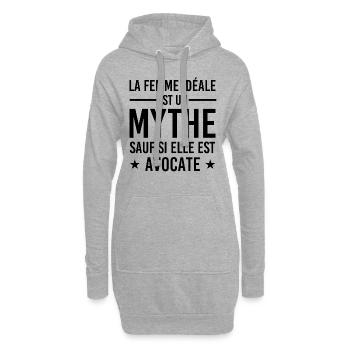 Femme Idéale est Avocate - Cadeau Humour Avocate - Sweat-shirt à capuche long Femme - gris chiné - Devant