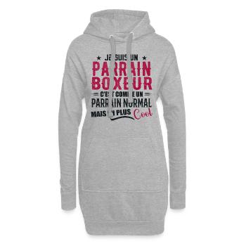 Boxer-Pate als normaler, aber coolerer Pate - Hoodie-Kleid - Grau meliert - Vorne