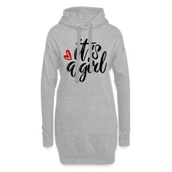 its Girl ist ein Mädchen Schwangerschaft Pregnant - Hoodie-Kleid - Grau meliert - Vorne